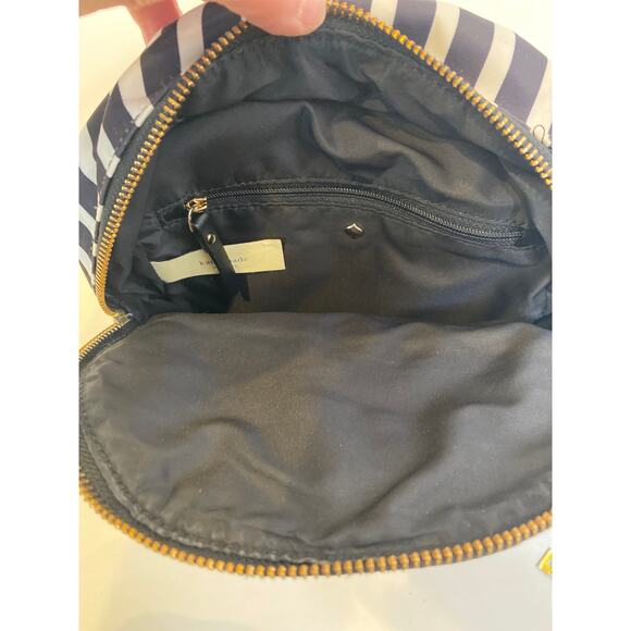 Kate Spade Black & White Striped Mini Backpack OS Zip Closure Pockets Designer